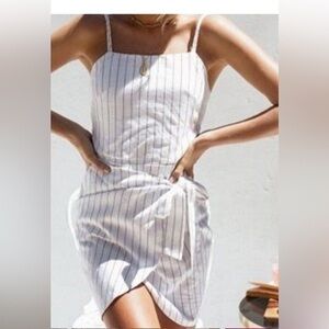Sabo Skirt Dress Strapless White and Blue Wrap Skirt